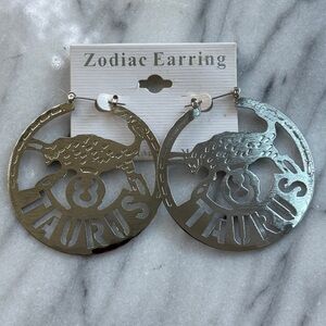 Taurus Zodiac Statement Earrings – Large Round Cutout Bull Design – Bold & Uniqu